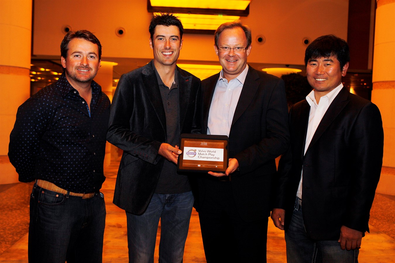 Graeme McDowell, Ross Fisher, Per Ericsson, President of Volvo Event Management Golf and Y E Yang
