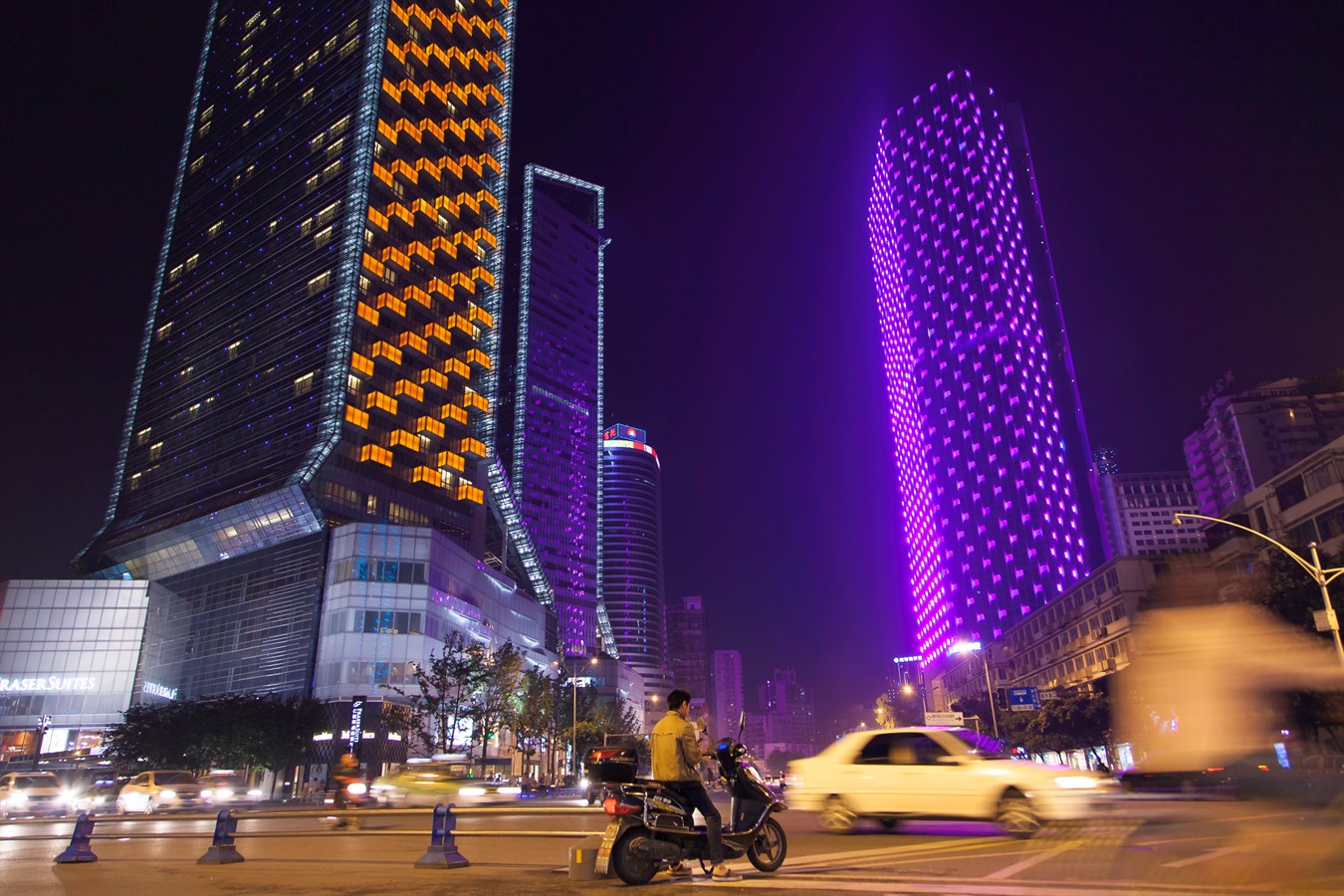 Chengdu Zentrum bei Nacht