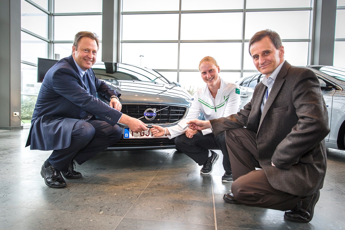 René Aerts Jr. (PR, Events & Sponsoring Manager Volvo Cars Belux), Alison Van Uytvanck, Mark De Mey (Manager PR & Communicatie Volvo Car Gent)
