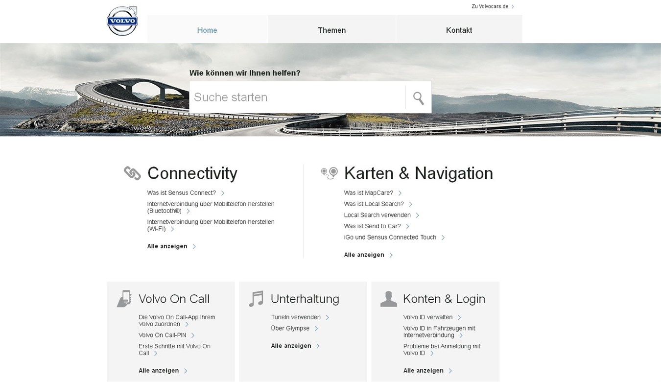 Volvo Kunden-Support-Webseite