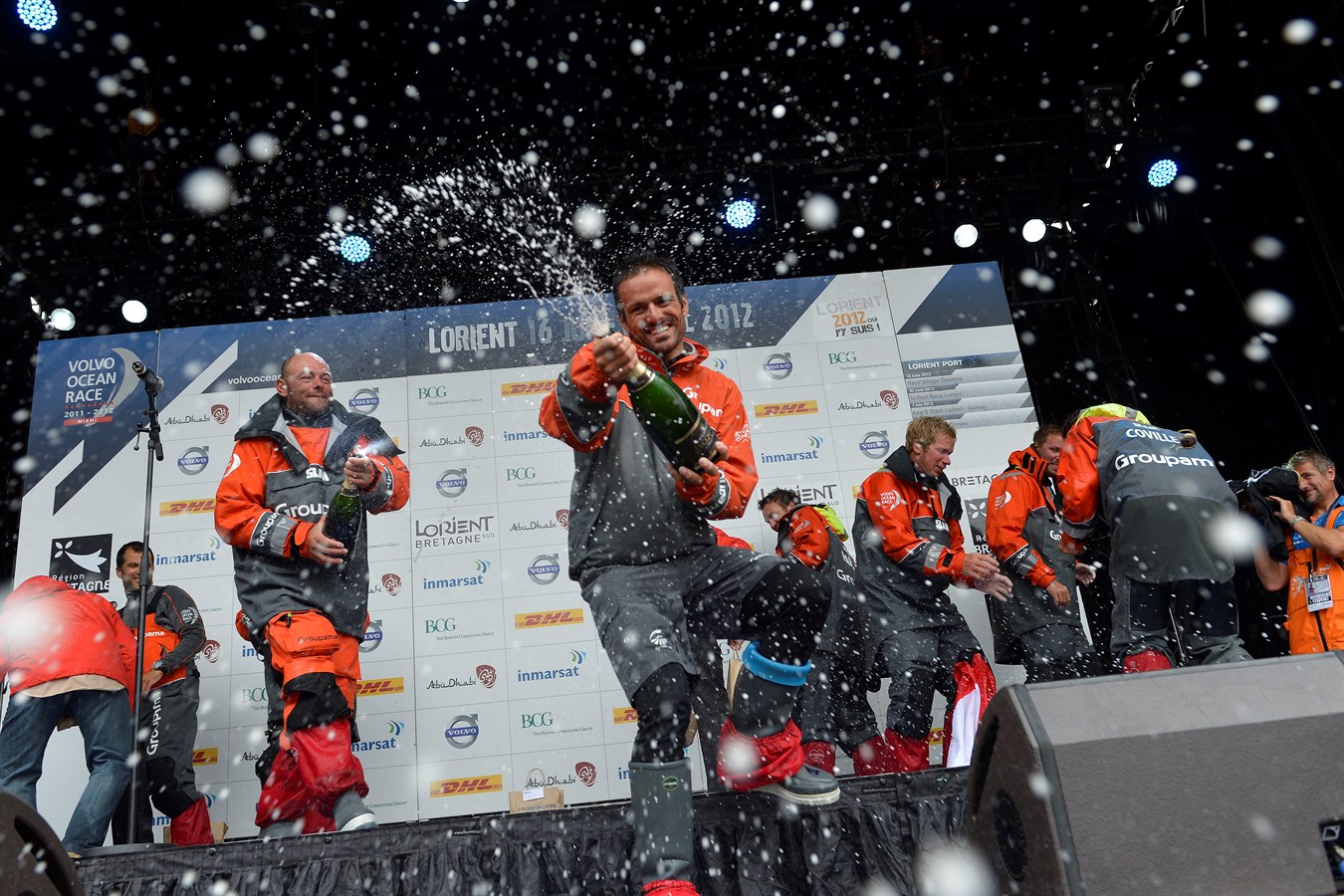 Volvo Ocean Race 2014-15 - Groupama 4 avec Franck Cammas et son équipage remportent la Volvo Ocean Race 2011-2012.