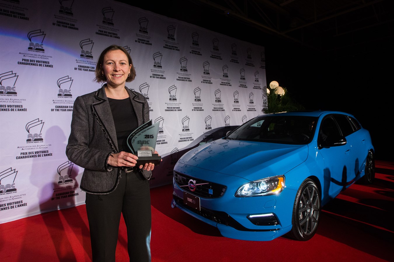 Margareta Mahlstedt accepting the Canadian Car of the Year award for Sports - Performance, over $50k for the 2015 V60 Polestar