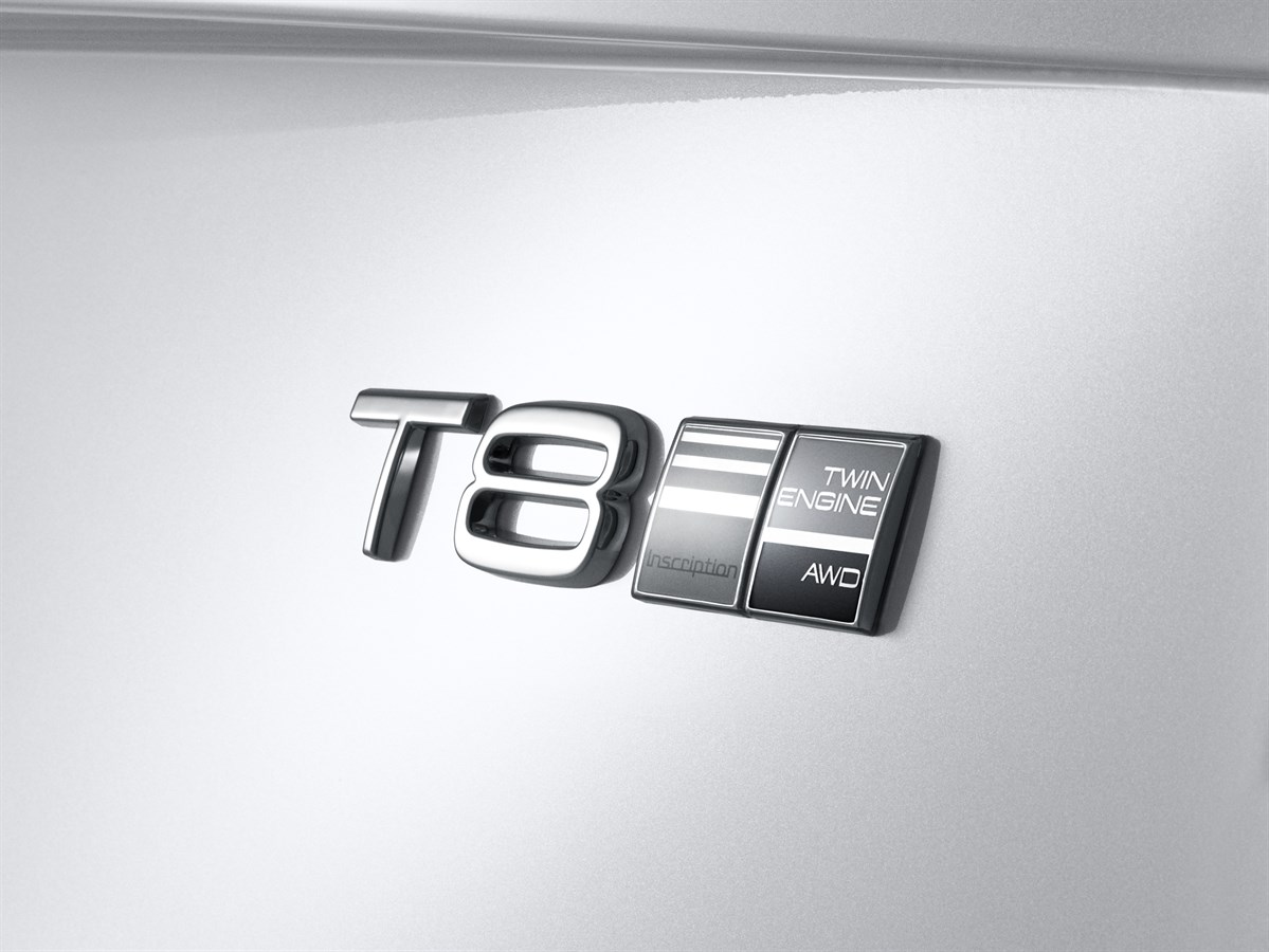 Emblem Twin Engine T8 Volvo S90/V90 Inscription White