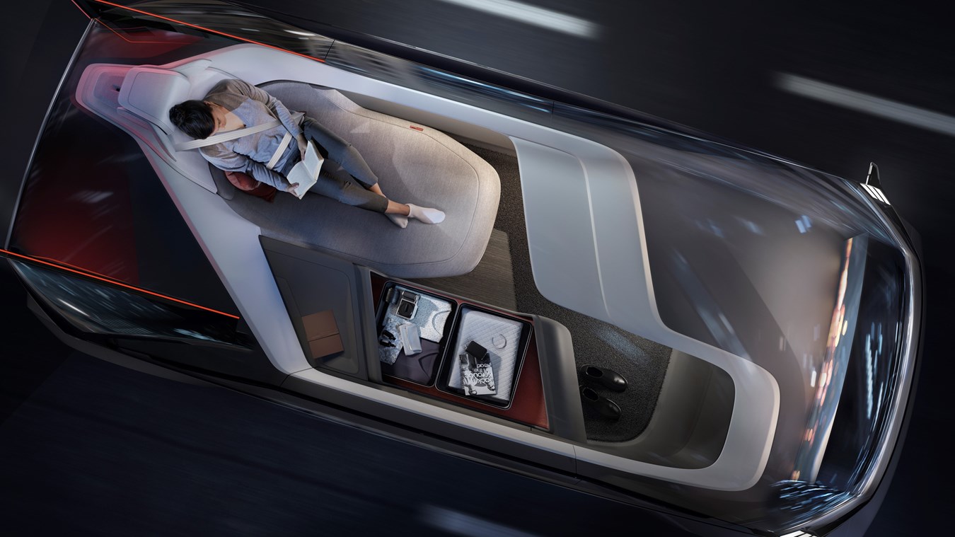 360c自动驾驶概念车车厢内部睡眠空间
