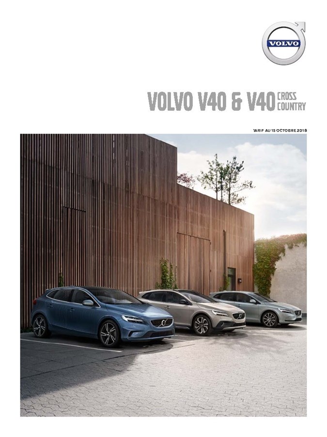 Tarifs Volvo V40 et V40 Cross Country au 15 octobre 2018