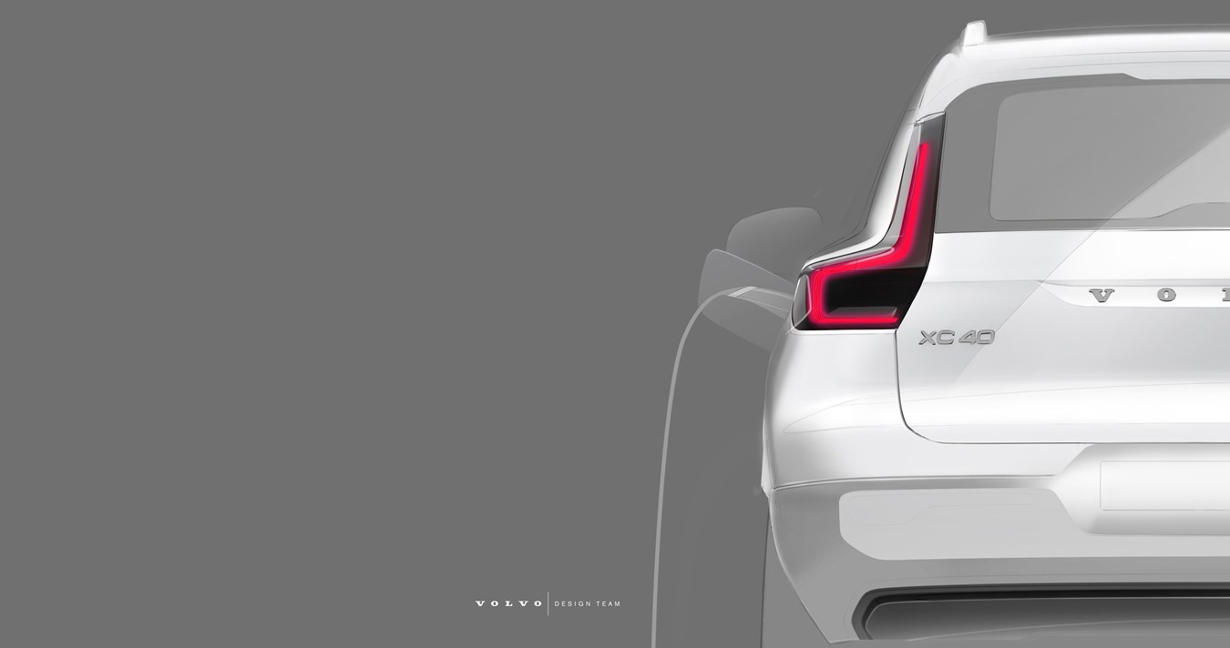 Design sketch of Volvo Cars' fully electric XC40 SUV