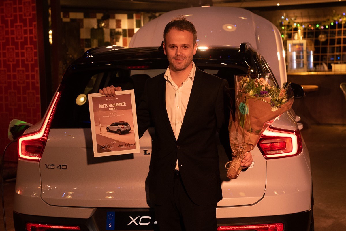 Sondre Hansen daglig leder Frydenbø Kristiansand - Årets Volvo-forhandler 2019 i region 1