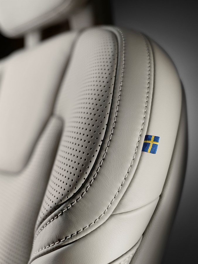 Close-up Volvo S90/V90 seat Made by Sweden