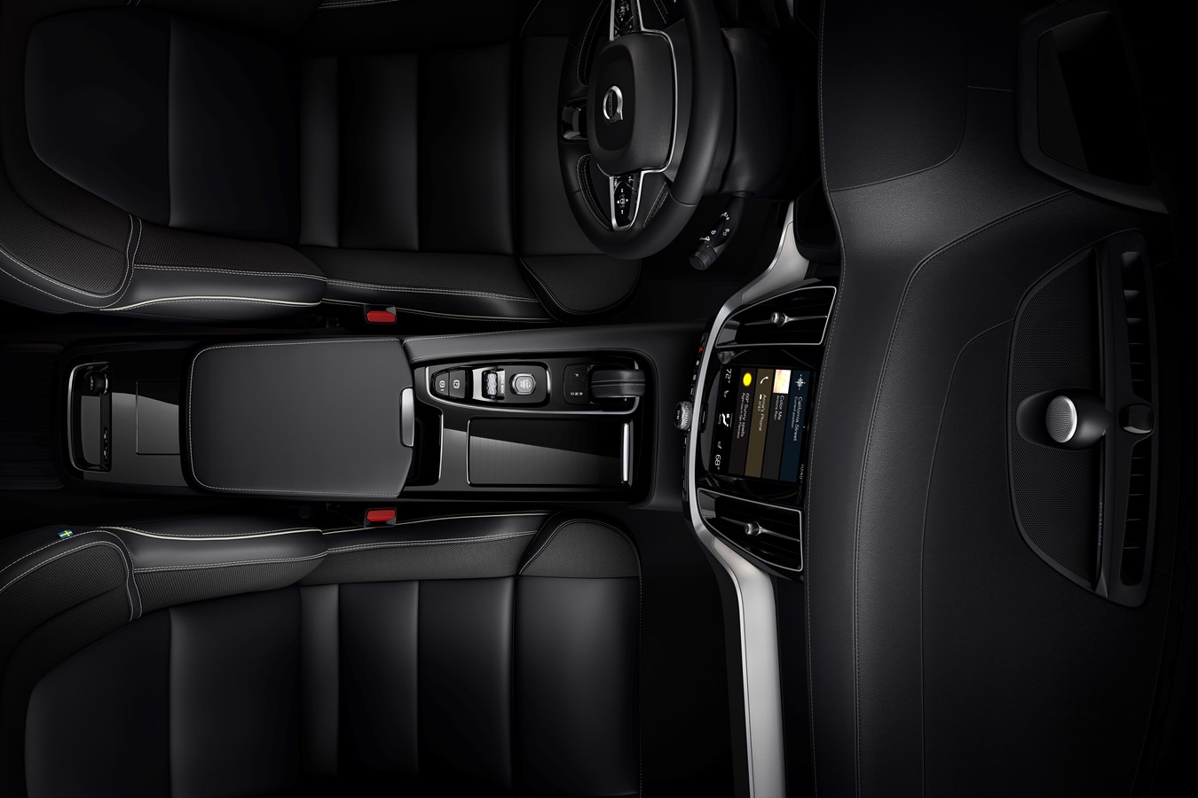 S60 Polestar Engineered, Fine Nappa Leather/Graphite Open Grid Textile Charcoal in Charcoal interior