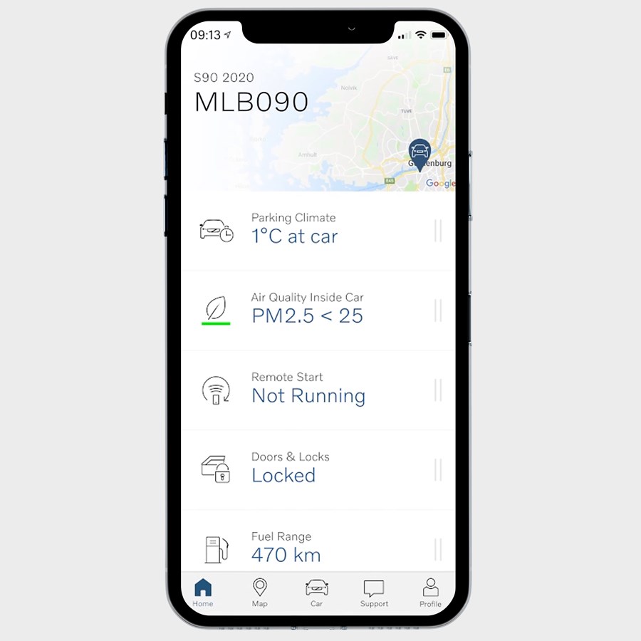 Erweitertes Volvo CleanZone Luftqualitätssystem - Volvo on Call App