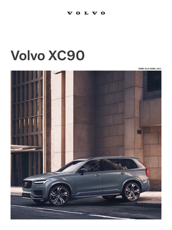 Tarifs Volvo XC90 MY22 - 9 avril 2021