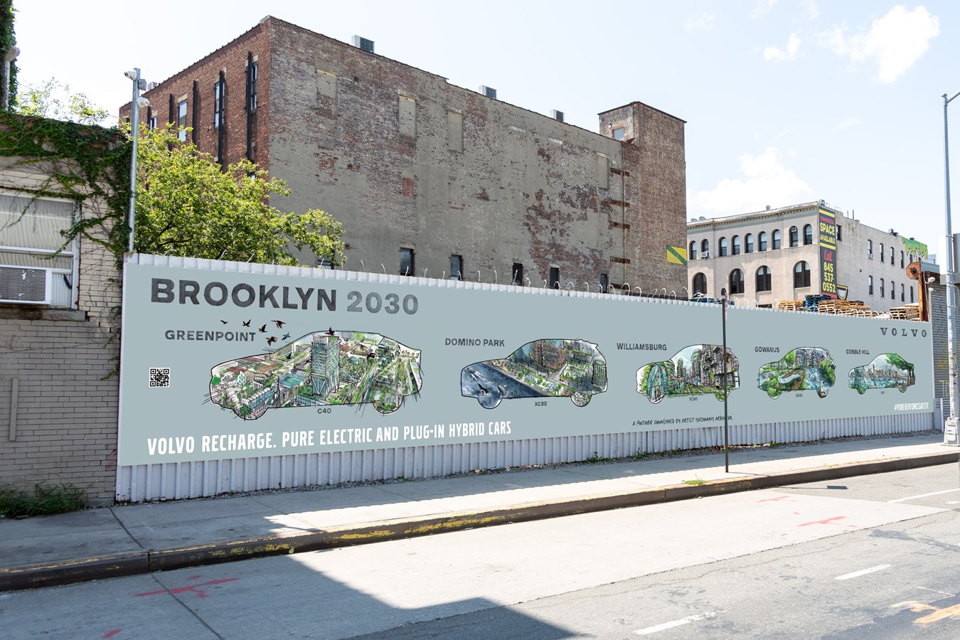 Volvo Car USA partners with Brooklyn artist Yazmany Arboleda to create a vision for a sustainable future in the borough - Brooklyn Navy Yard Mural