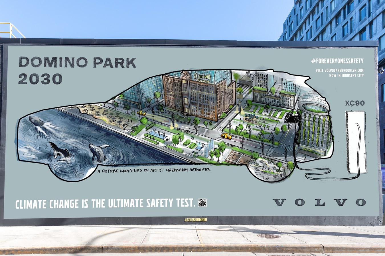 Volvo Car USA partners with Brooklyn artist Yazmany Arboleda to create a vision for a sustainable future in the borough - Domino Park Mural