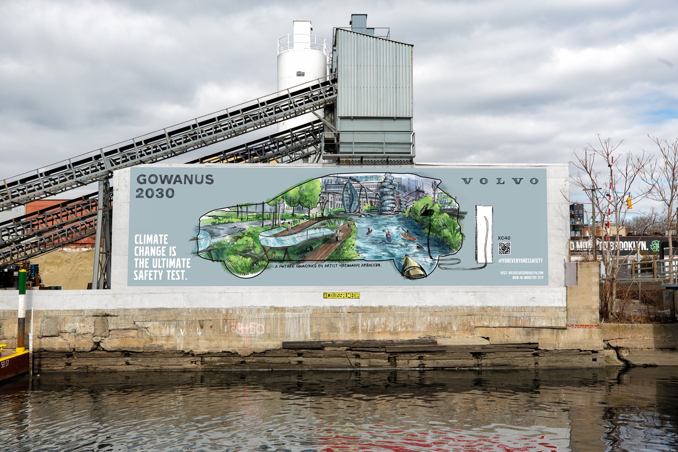 Volvo Car USA partners with Brooklyn artist Yazmany Arboleda to create a vision for a sustainable future in the borough - Gowanus Mural
