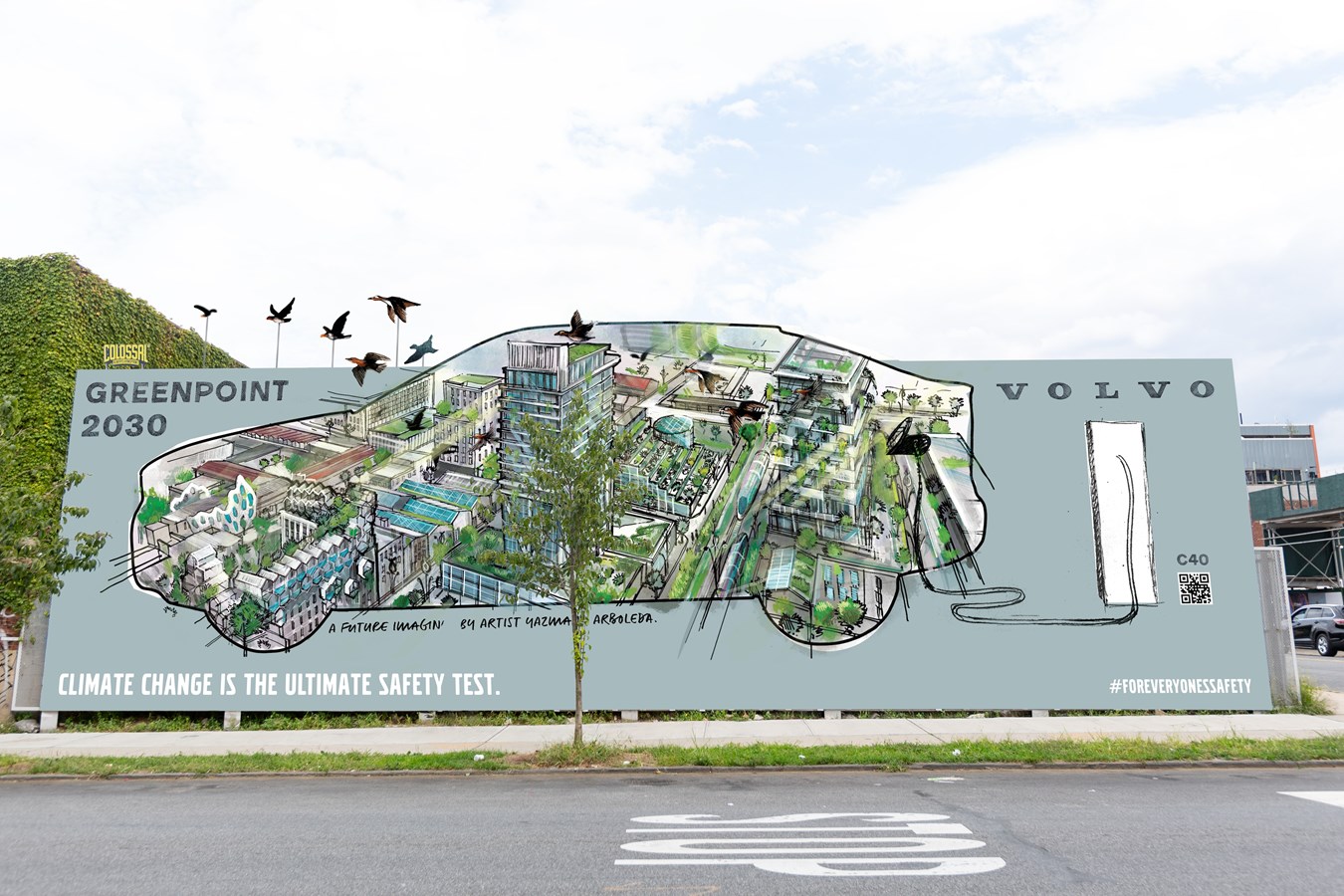 Volvo Car USA partners with Brooklyn artist Yazmany Arboleda to create a vision for a sustainable future in the borough - Greenpoint Mural