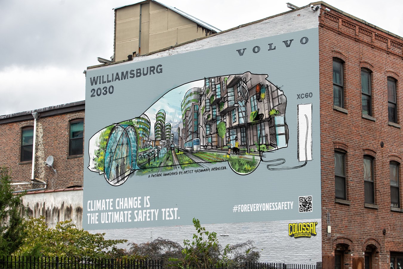 Volvo Car USA partners with Brooklyn artist Yazmany Arboleda to create a vision for a sustainable future in the borough - Williamsburg Mural
