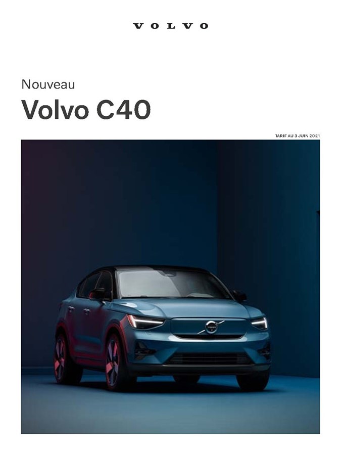 Tarif Volvo C40 Recharge - 3 juin 2021