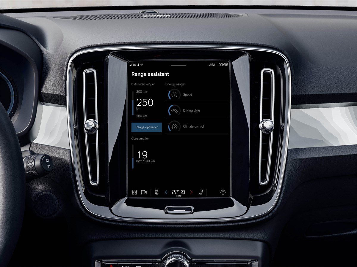 Volvo Cars’ new Range Assistant app: the range optimizer helps adjust the climate system to maximise driving range.