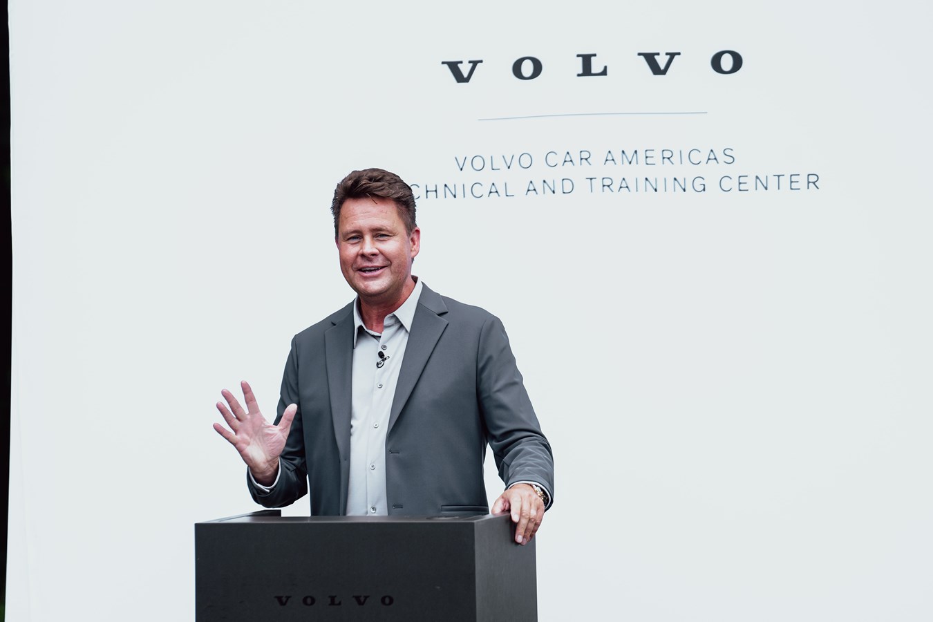 Anders Gustafsson, Senior Vice President Volvo Cars Americas and President and CEO, Volvo Car USA, makes remarks at the groundbreaking of the Technical and Training Center at the Volvo Car Americas headquarters in Mahwah, N.J.