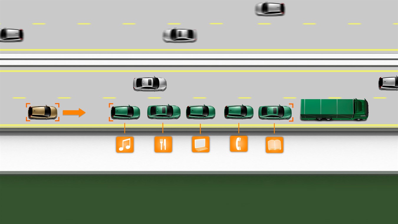 Road train research project, car merging with train