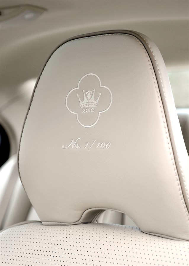 The numbered headrest - specially designed for the royal wedding 2010