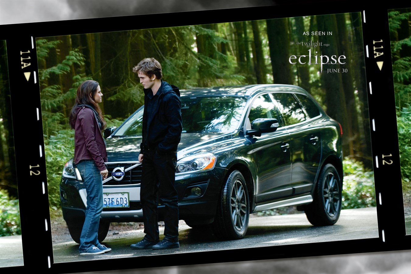 Edward and Bella in front of a Volvo XC60, Eclipse the third film in the Twilight saga