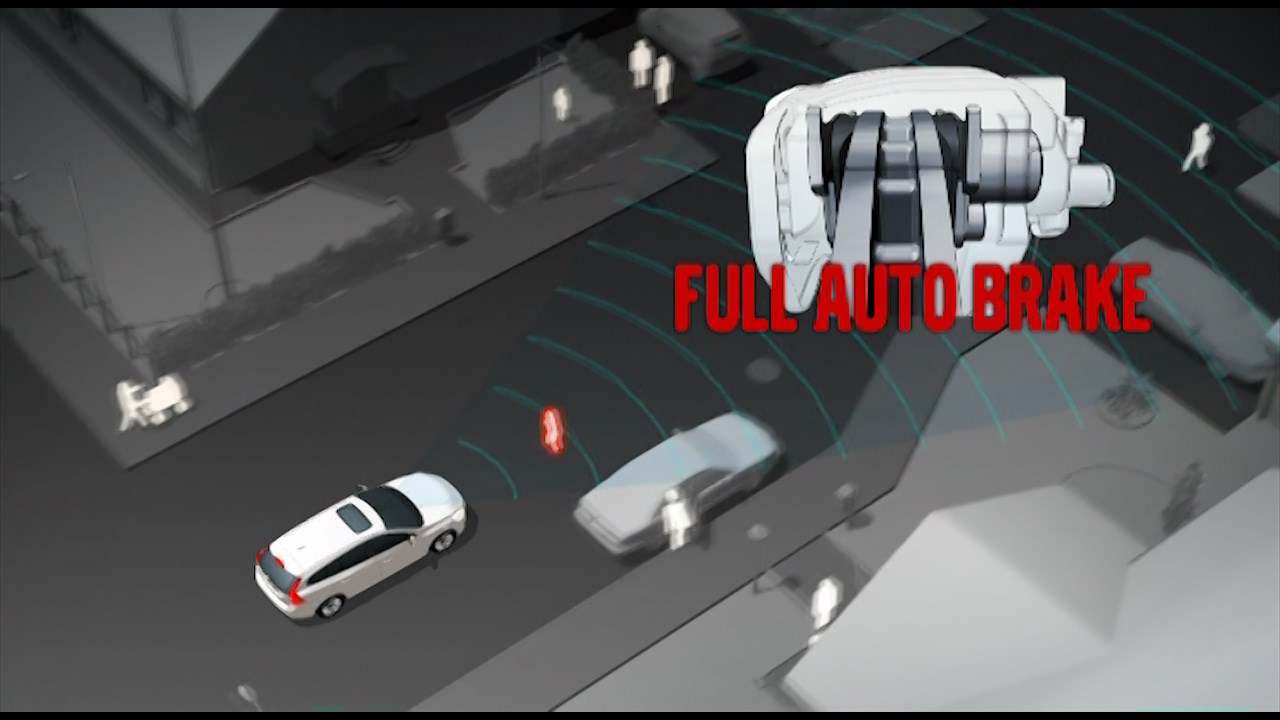 Volvo V60, Pedestrian Detection, Animation (without text) - Video Still