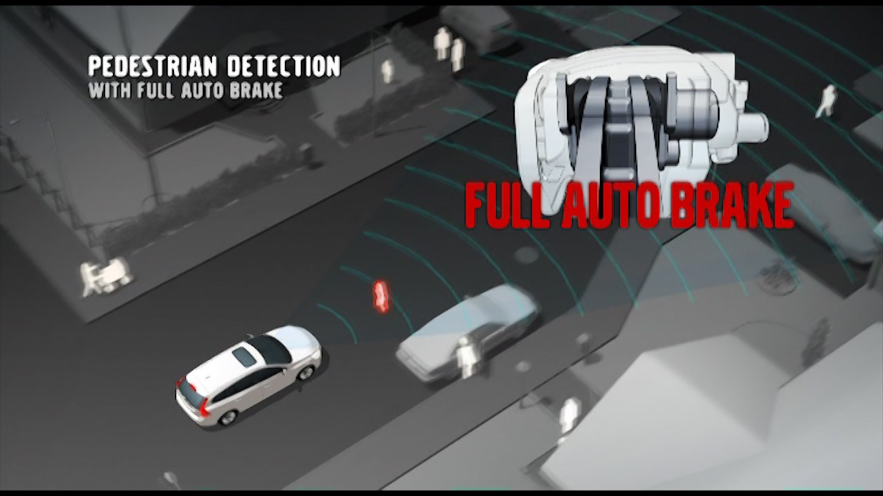 Volvo V60, Pedestrian Detection, Animation - Video Still