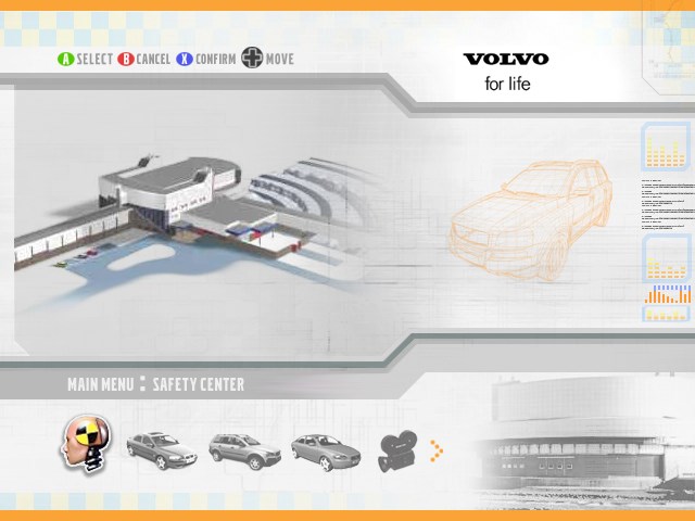 Main Menu on Xbox "Volvo Drive for life" Video Game Crash Test Lab on Xbox "Volvo Drive for life" Video Game
