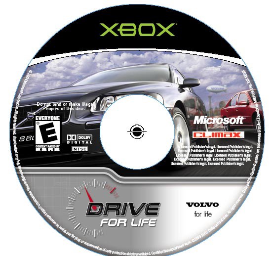 DVD Cover on Xbox "Volvo Drive for life" Video Game