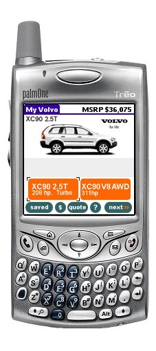 Volvo Vehicle Configurator on Handheld