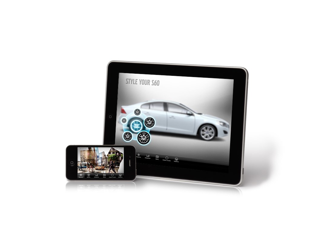 Volvo S60 app - on the screen on an iPhone and an iPad