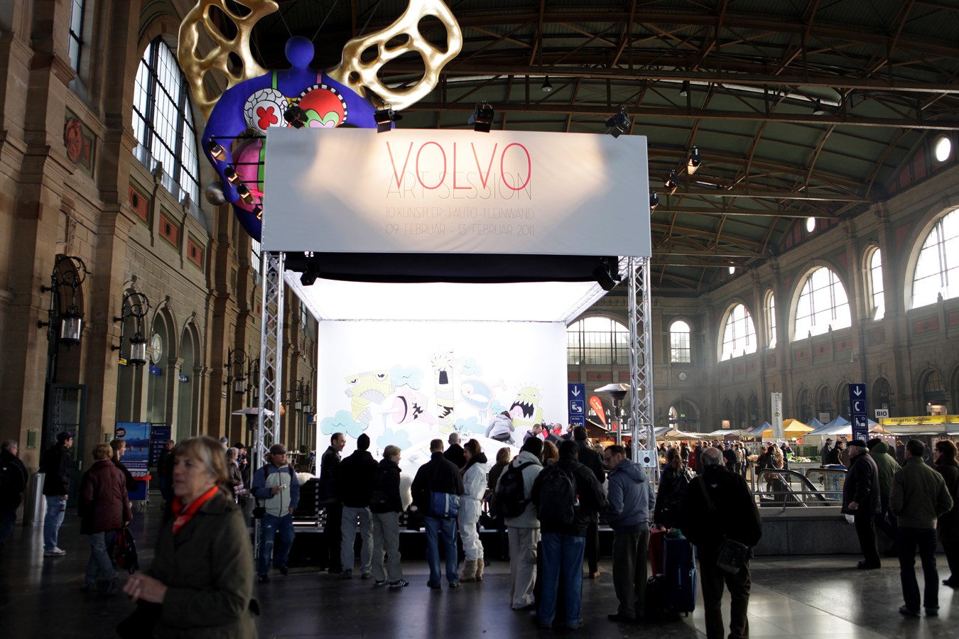 The Volvo S60 Art Session event at Zurich Main Station (railway station). The stage.
