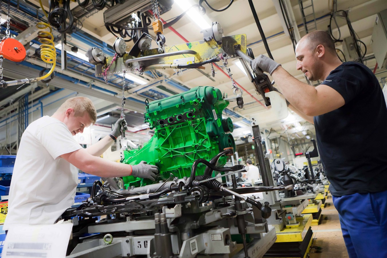 Dummy engine placed in the C30 Electric in the Ghent factory. The real engine will be installed in Torslanda plant.