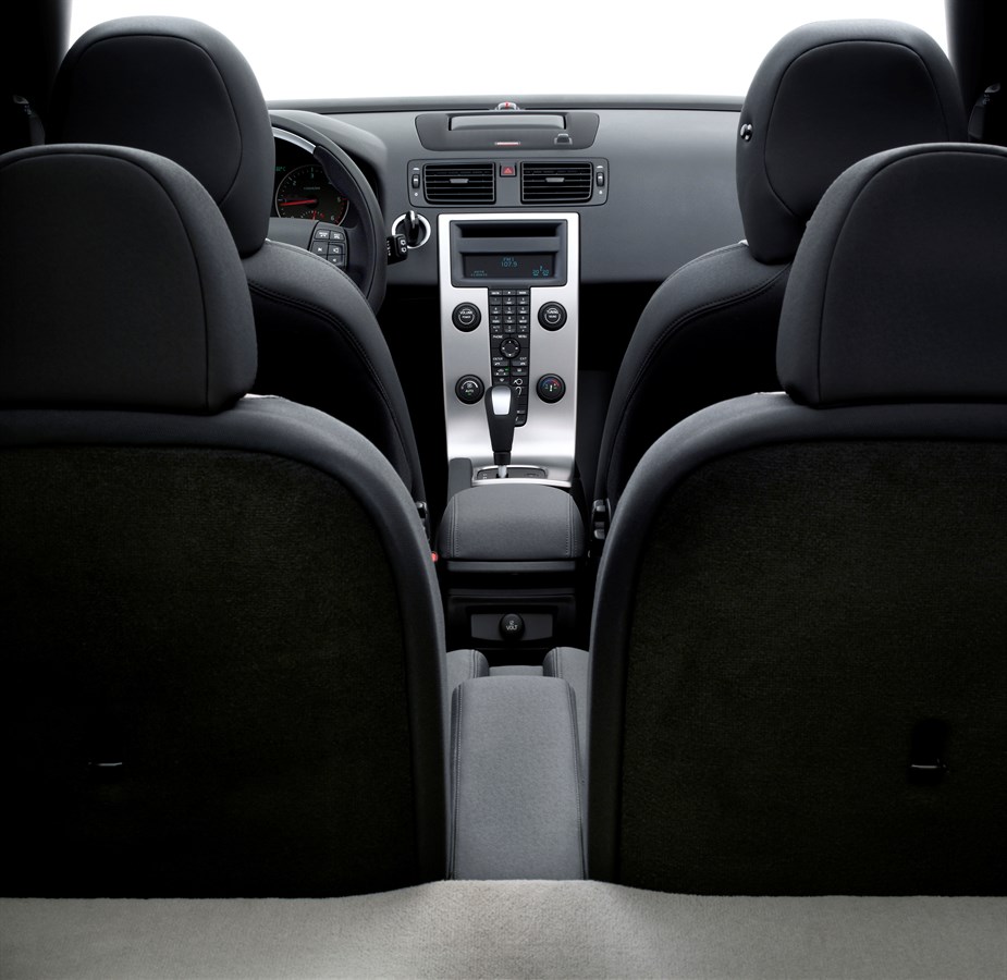 Rear view of Volvo C30's interior