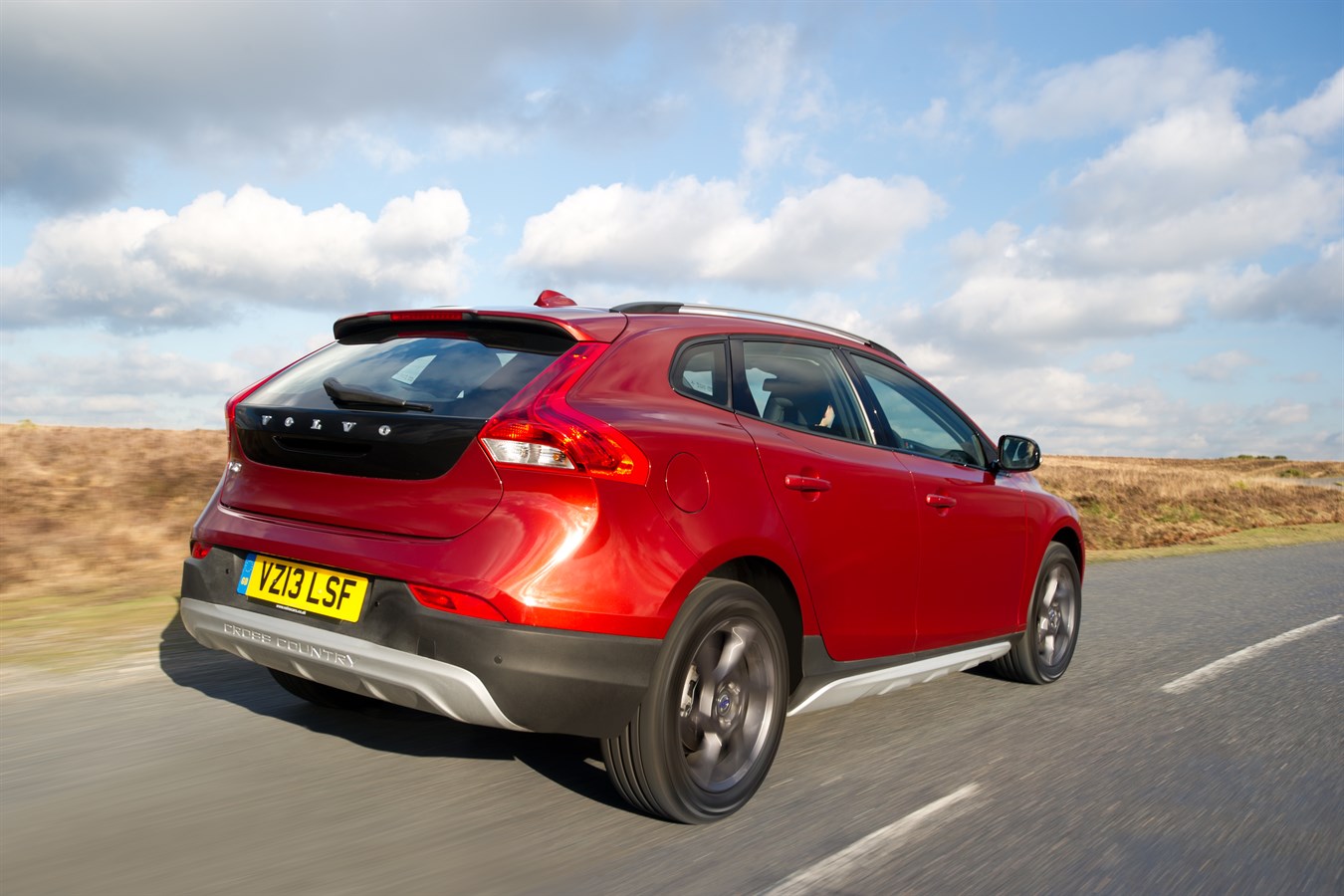 Rear, 3/4, dynamic image of the all-new Volvo V40 Cross Country