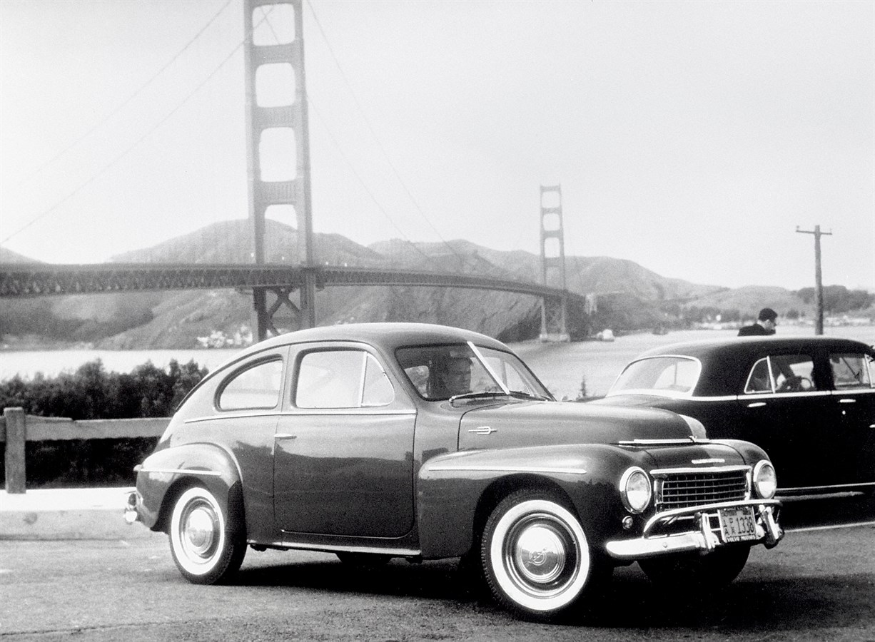 The strongest Volvo areas in the US are, and have always been, the east and west coasts. Here, a 1956 PV444 rests beside the Golden Gate bridge.