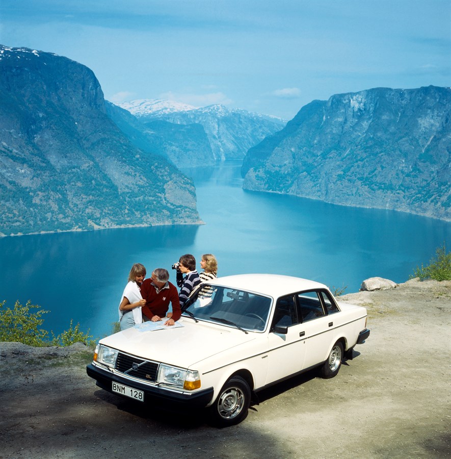 244 GL, White, 1981, by a fiord in Norway
