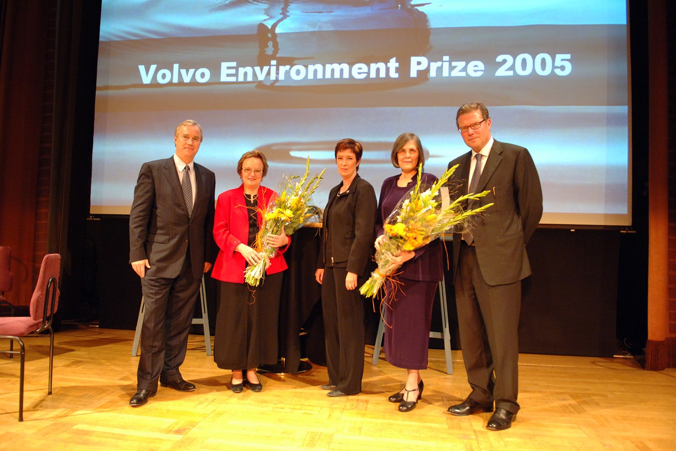 Volvo Environment Prize 2005. Prize handed over to Prof Aila Keto and Dr Mary Kalin Arroyo by Mona Sahlin, Minister of Sustainable Development, Fredrik Arp, Ceo and President Volvo Cars, and Leif Johansson, Ceo and President AB Volvo.