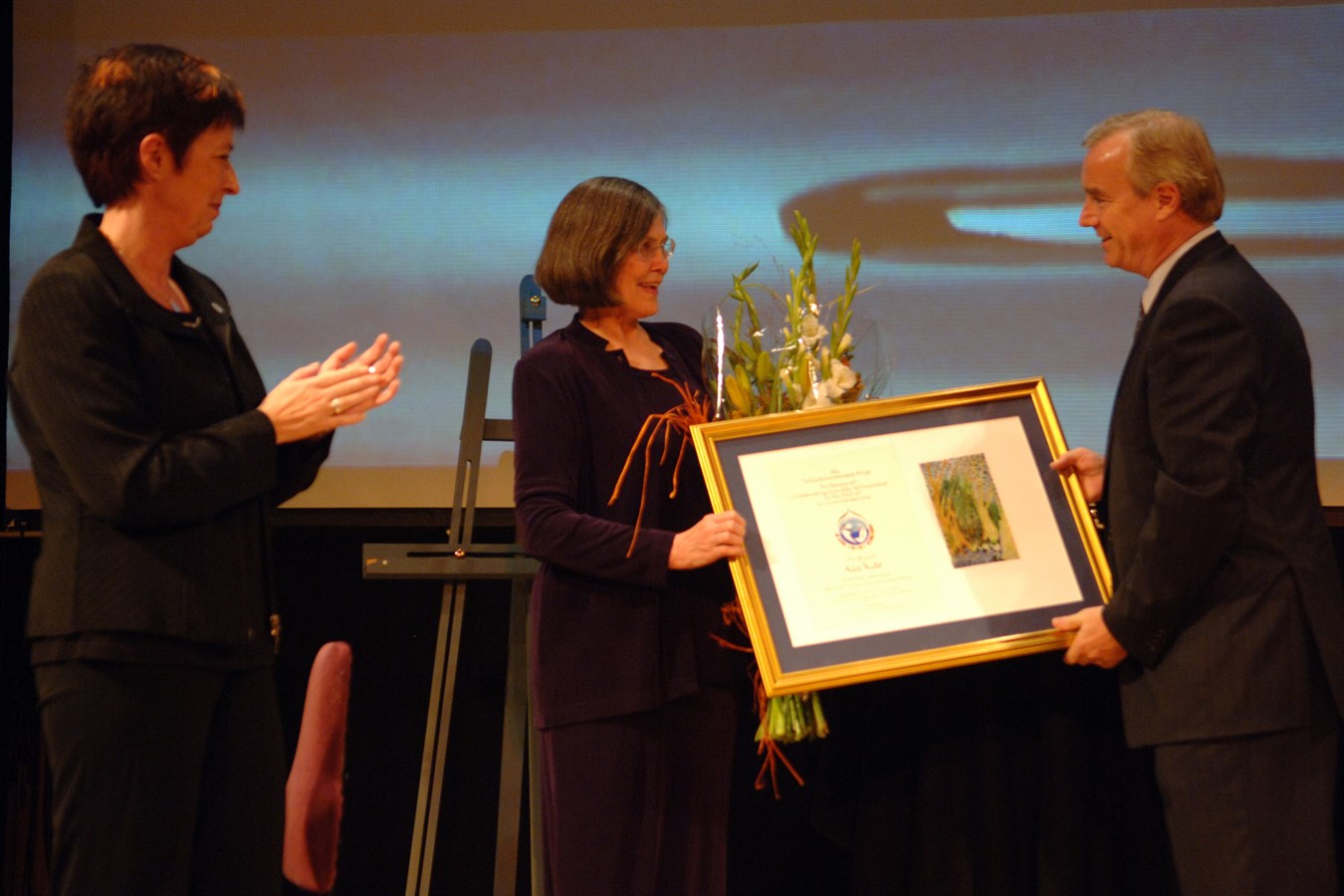 Volvo Environment Prize 2005. Prize handed over to Prof Aila Keto by Fredrik Arp, President and Ceo Volvo Car Corporation.