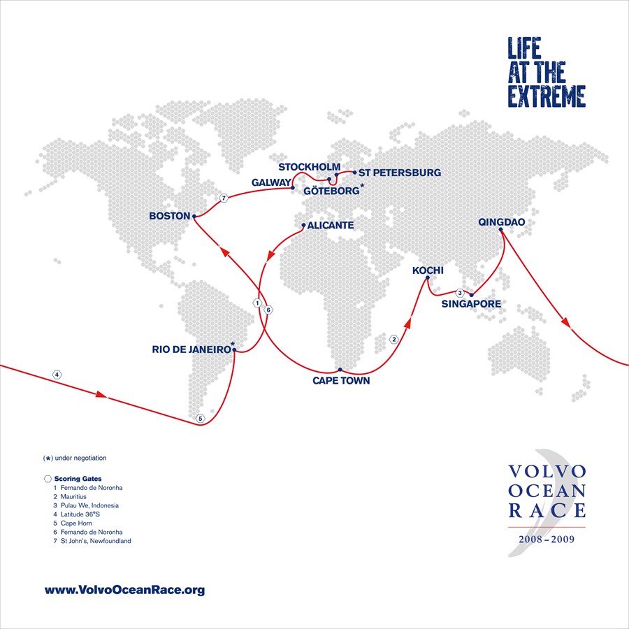 2008-2009 Volvo Ocean Race Map