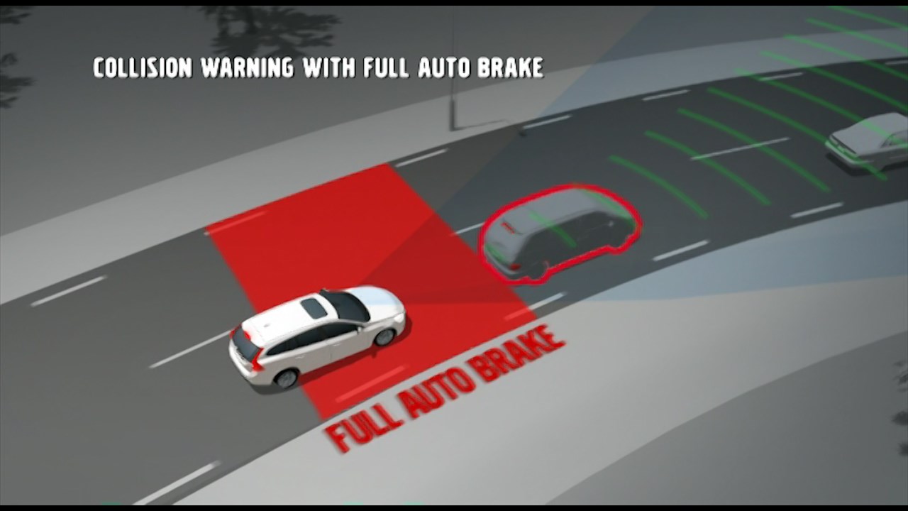 Volvo V60, Collision Warning with Full Auto Brake, Animation - Video Still
