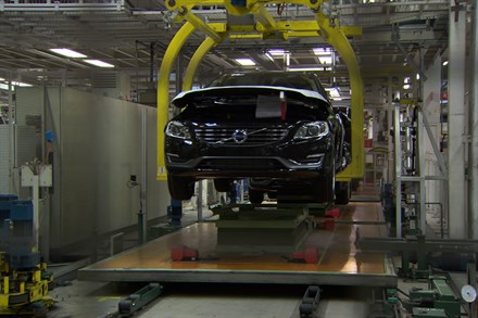 Manufacturing footage from the Volvo Cars manufacturing plant in Torslanda, Sweden