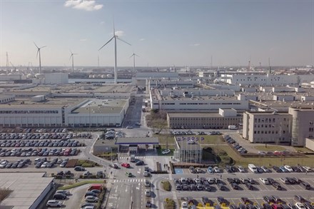 Aerial footage of Volvo Cars' manufacturing plant in Ghent
