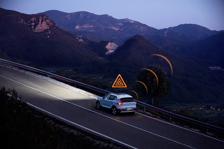 Volvo models across Europe to warn each other of slippery roads and hazards 