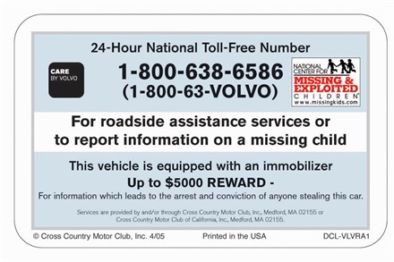 Volvo Cars to Use Its Roadside Assistance Program to Assist in Recovery of Missing Children