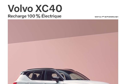 Tarifs Volvo XC40 Recharge 100 % électrique - 1er septembre 2021