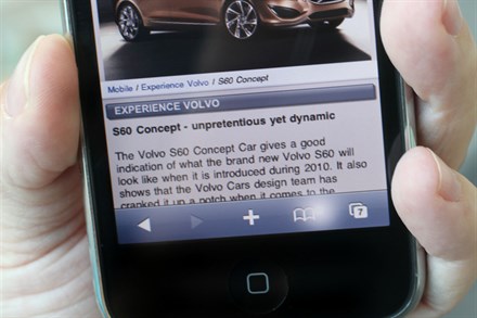 Volvo Car-website voor mobiele internetter