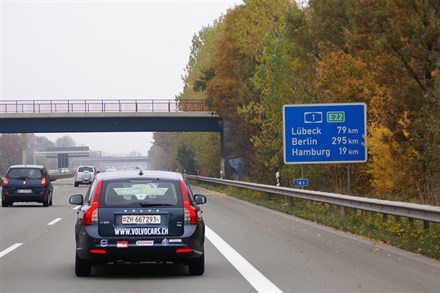 Lätt att köra snålt med en Volvo DRIVe - 0,31 liter/mil Zürich-Göteborg